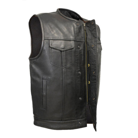 Leather Universe 501 Premium Naked Cowhide Leather Motorcycle Club Vest