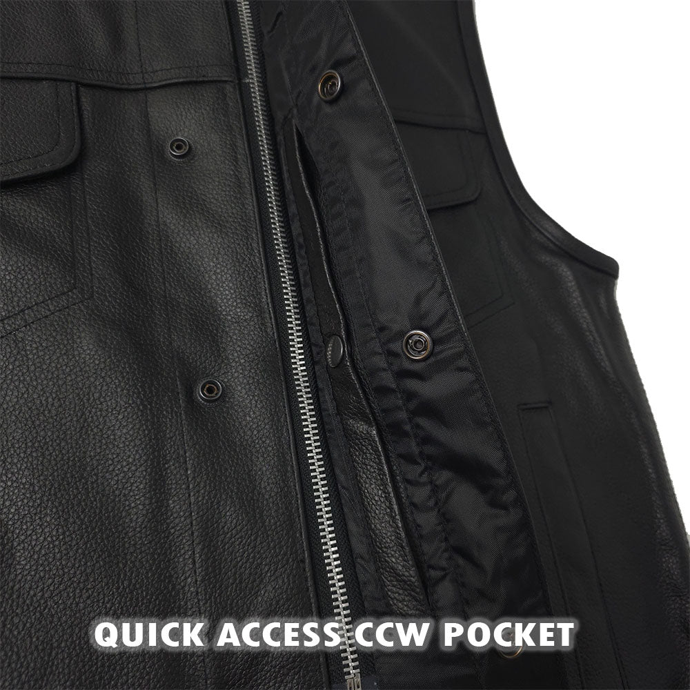 Most Affordable Club Vest with Gun Pockets and Single Back Panel - Brotherhood Vest