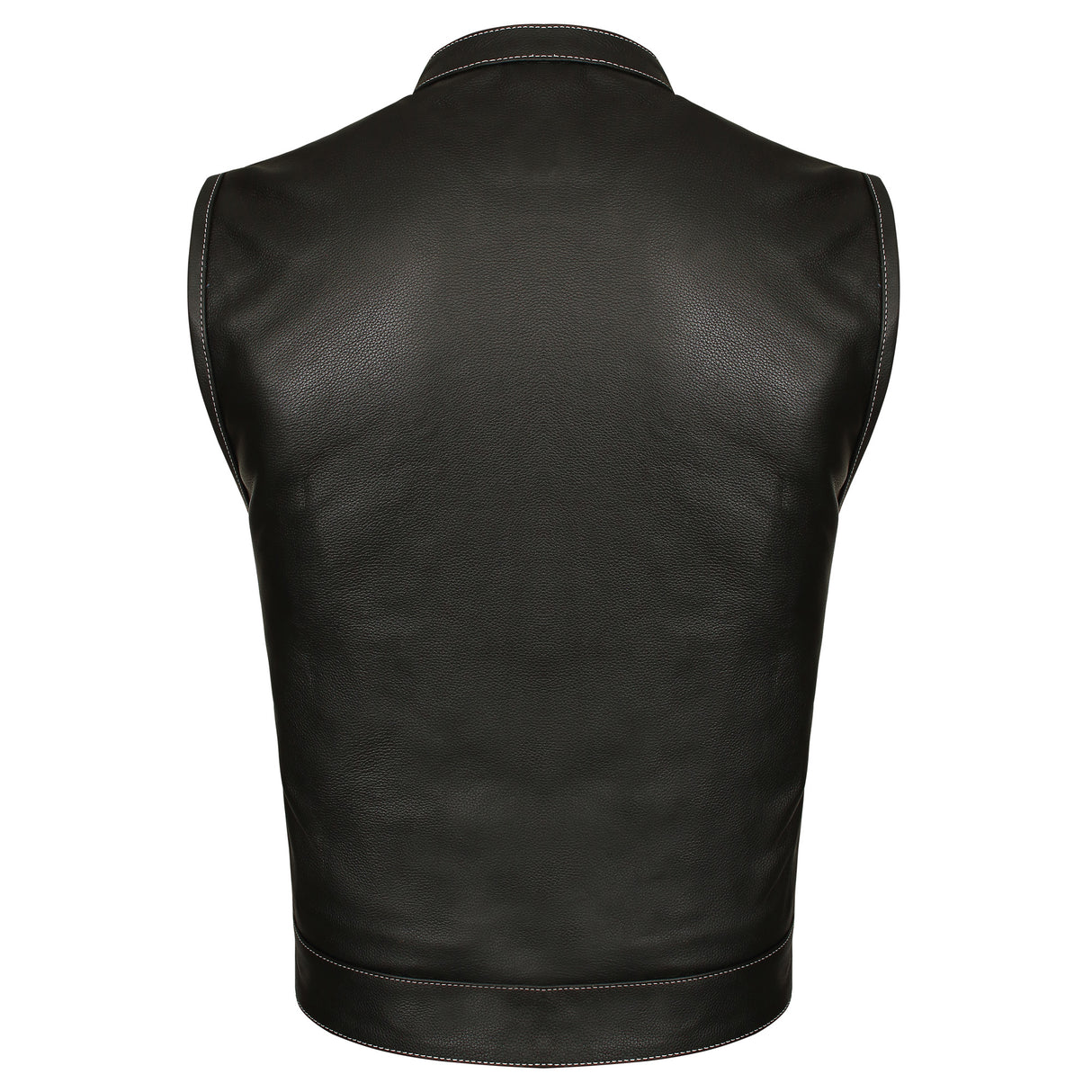 Leather Universe 522 White Stitch Biker Vest with Black and White Bandana Liner