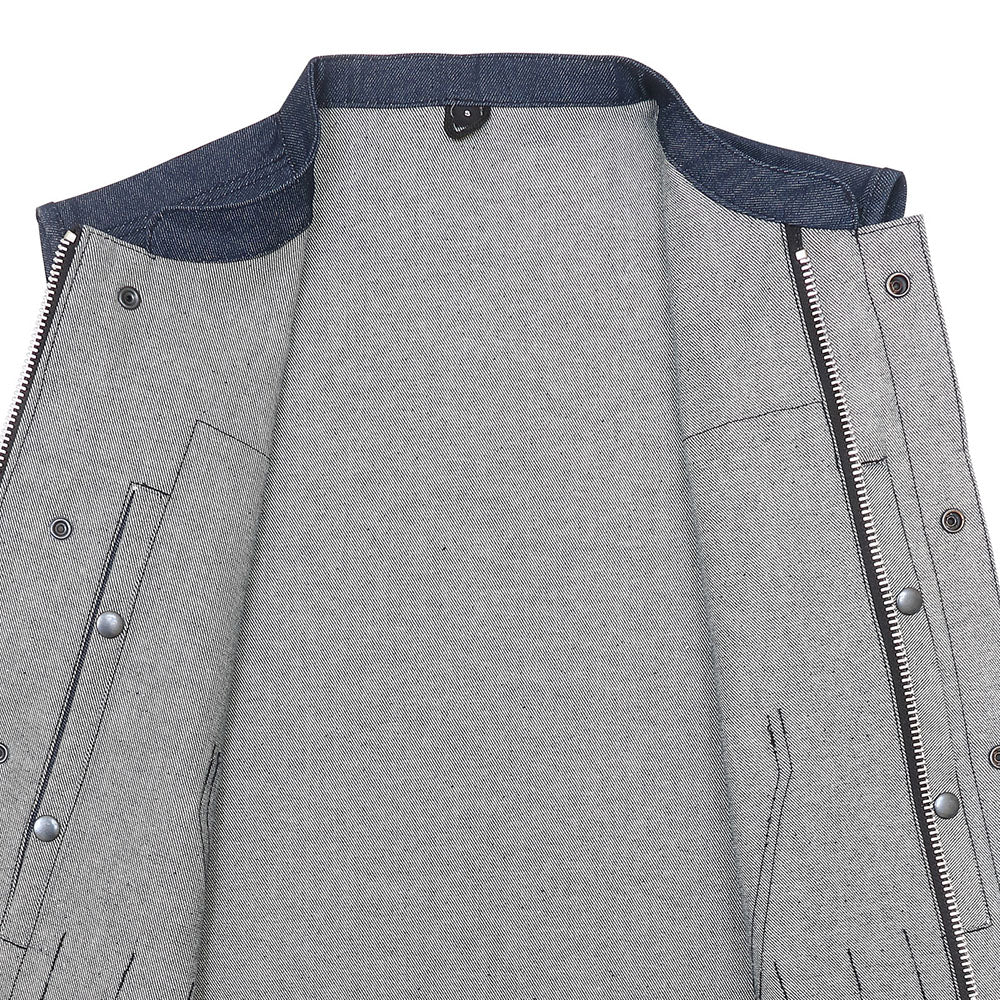 Leather Universe 308 Dark Blue Raw Denim Vest with No Liner