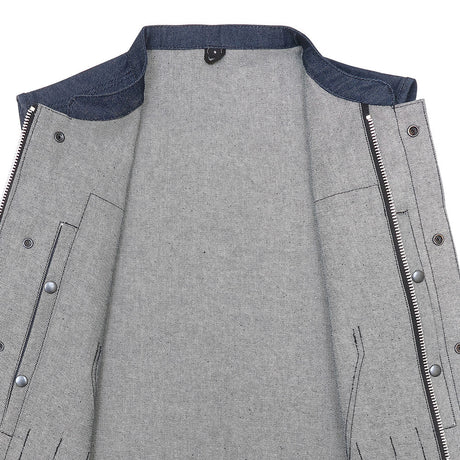 Leather Universe 308 Dark Blue Raw Denim Vest with No Liner