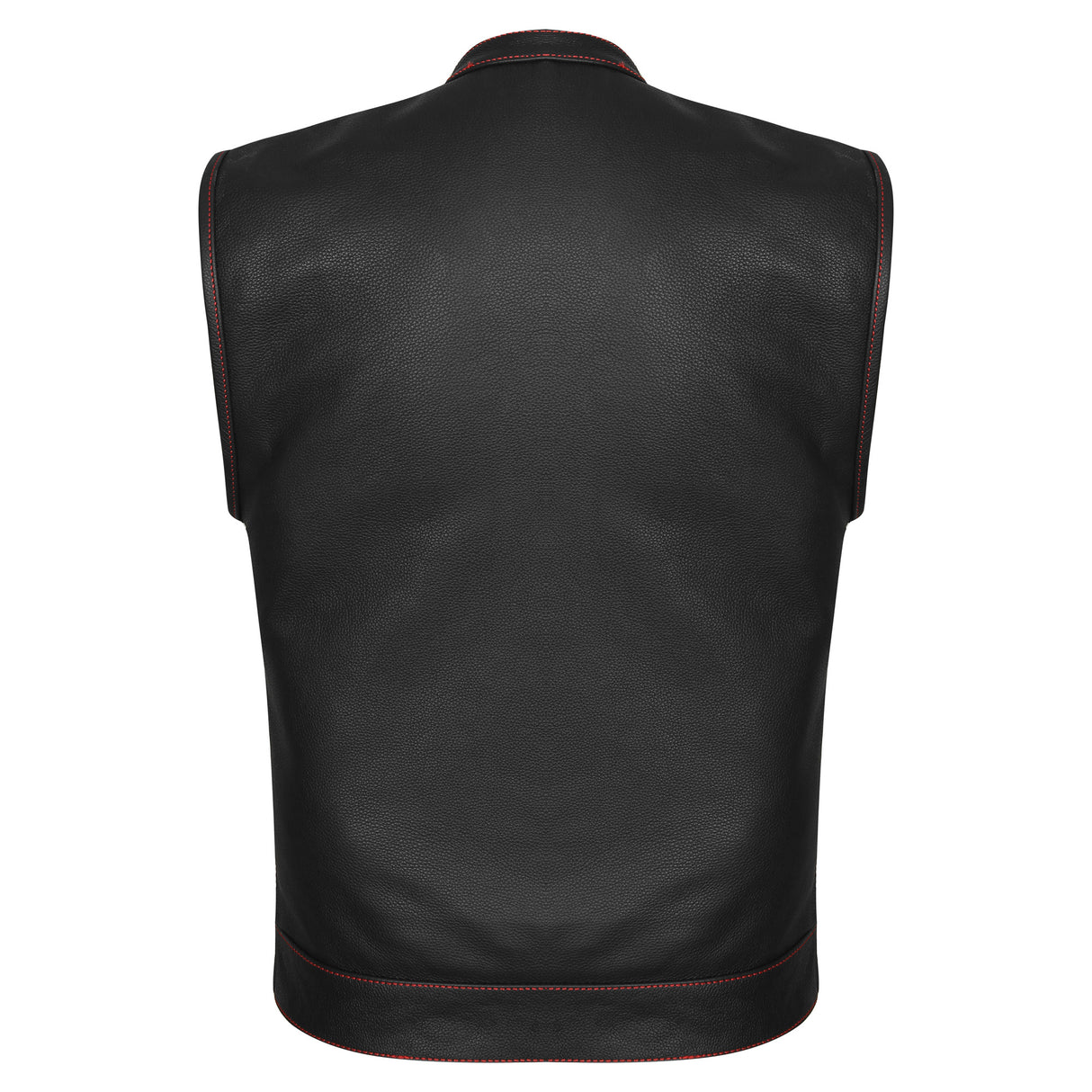 Leather Universe 524RD Diamond Vest with Red Stitch and Red and Black Bandana Liner