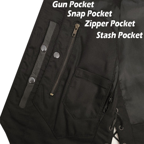 Leather Universe 403 Ten Pocket Biker Vest with CCW Pockets