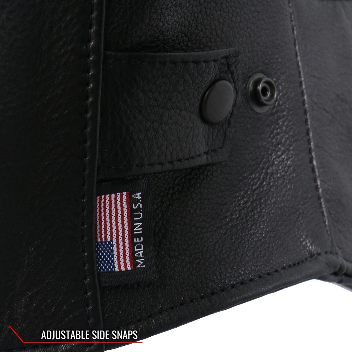 Made in the USA - Hot Leathers JKM5003 Men’s Premium Black Leather Motorcycle Jacket with Reflective Piping