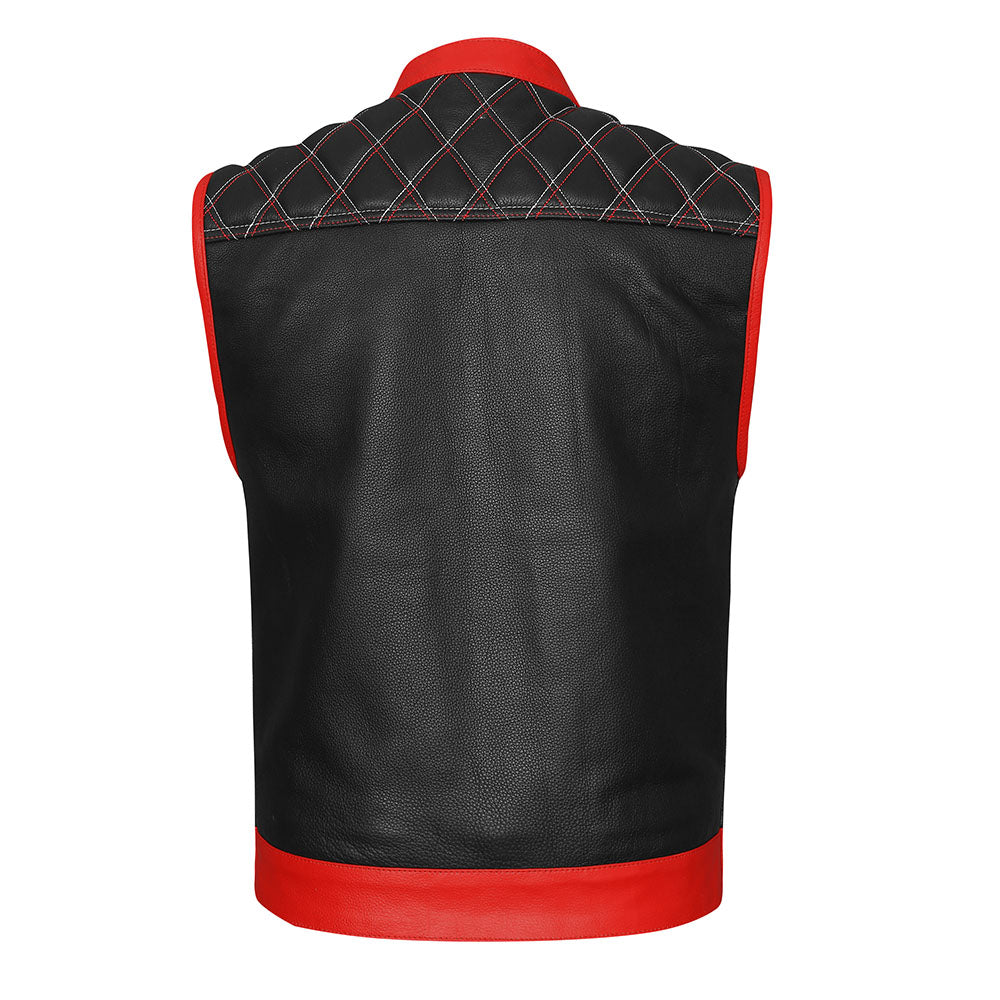 Red and White Vest with Diamond Stitch and Bandana Liner