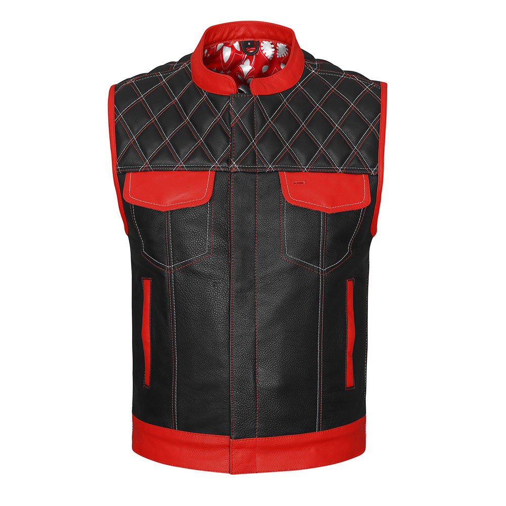 Red and White Vest with Diamond Stitch and Bandana Liner