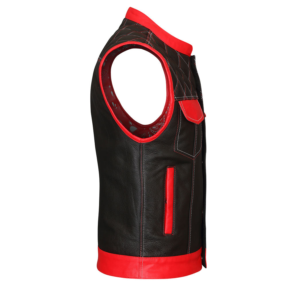 Red and White Vest with Diamond Stitch and Bandana Liner