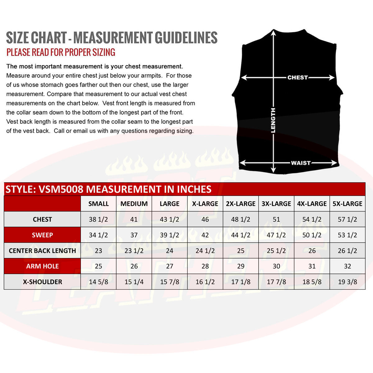 Made in USA - Hot Leathers VSM5008 Men's Side Lace Premium Leather Motorcycle Biker Vest