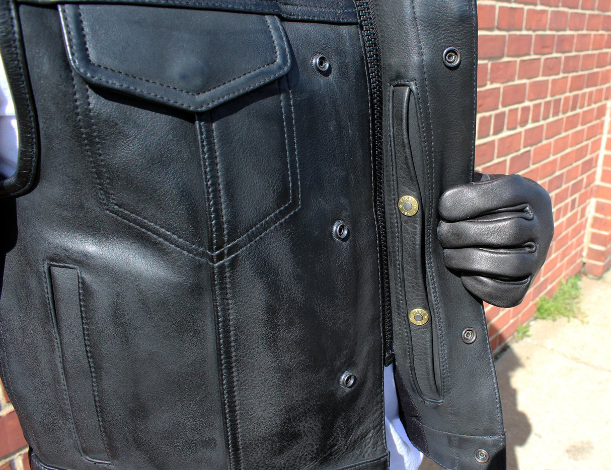 Plush Platinum Premium Naked Cowhide Club Vest with Quick Access CCW Pocket by MCVESTS