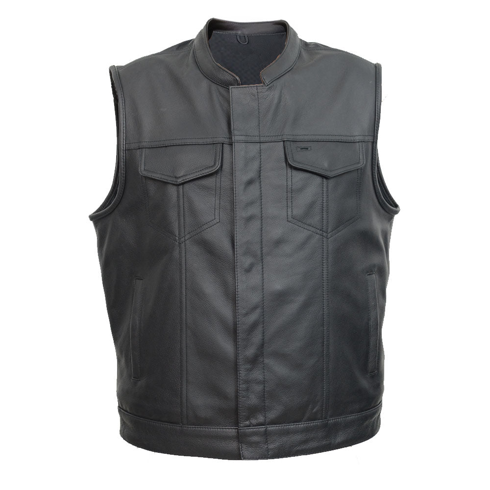 Leather Universe Biker Club Vest with Single Back Panel