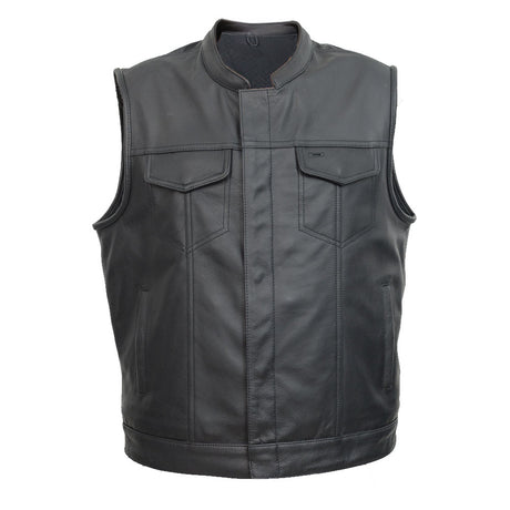 Leather Universe Biker Club Vest with Single Back Panel