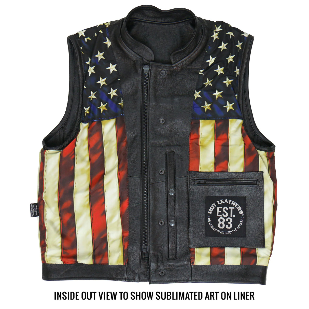 Club Style Vest with Vintage Flag Liner - VSM1056