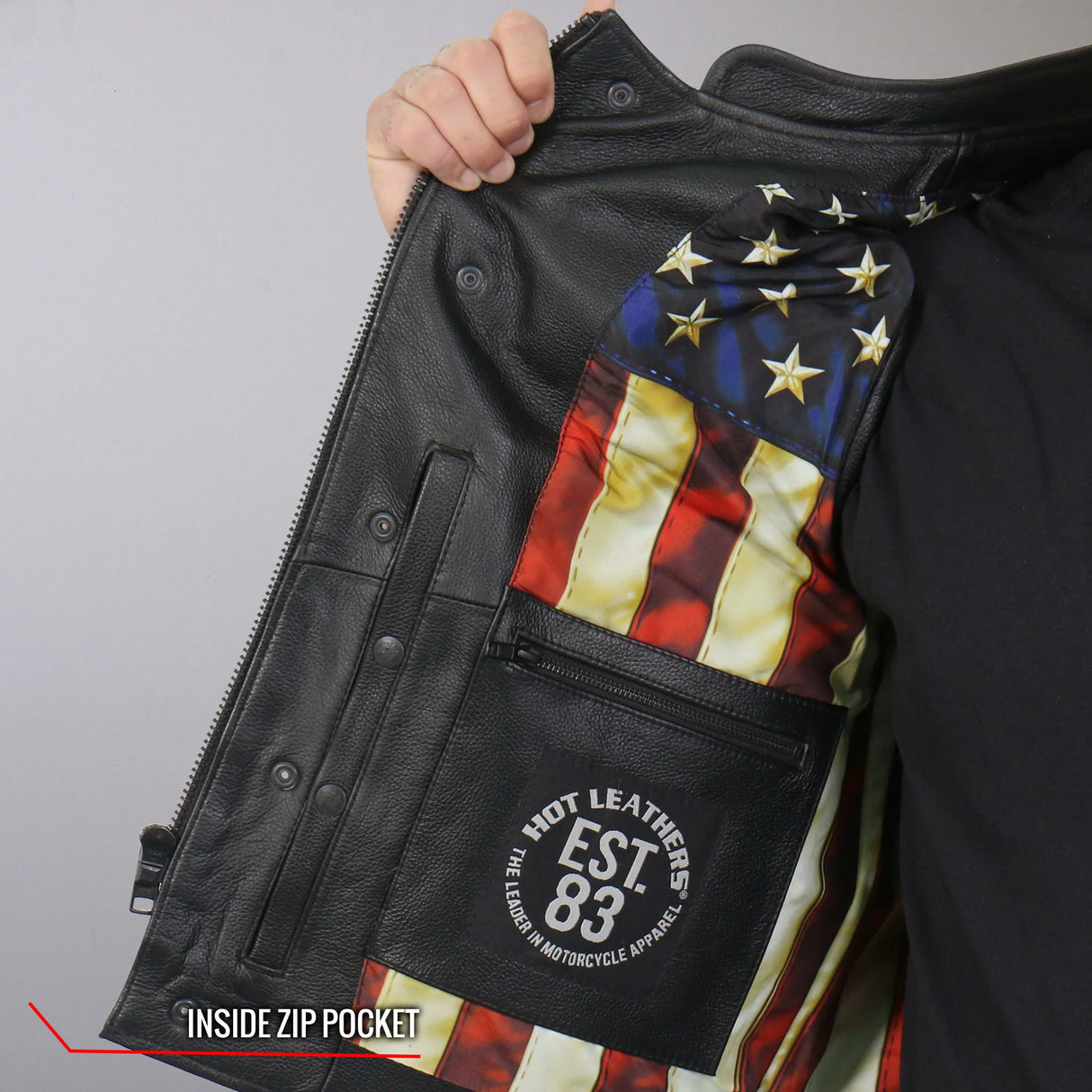 Club Style Vest with Vintage Flag Liner - VSM1056
