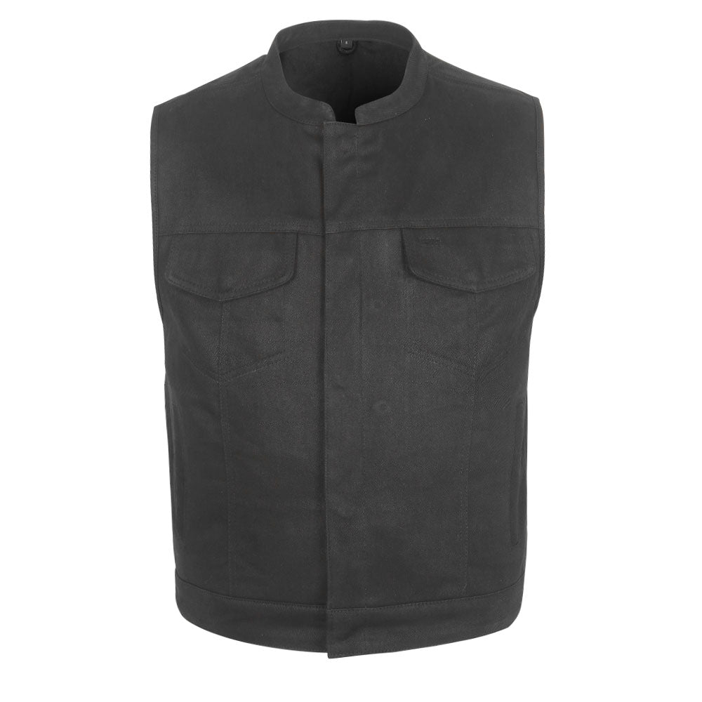 Leather Universe Black Denim 300 Vest Without Liner