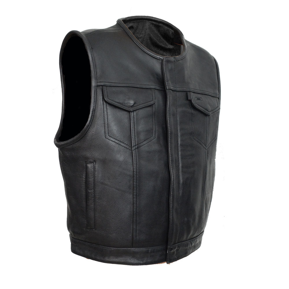 Leather Universe 541 Low Cut Vest made in Plush Platinum Cowhide Leather