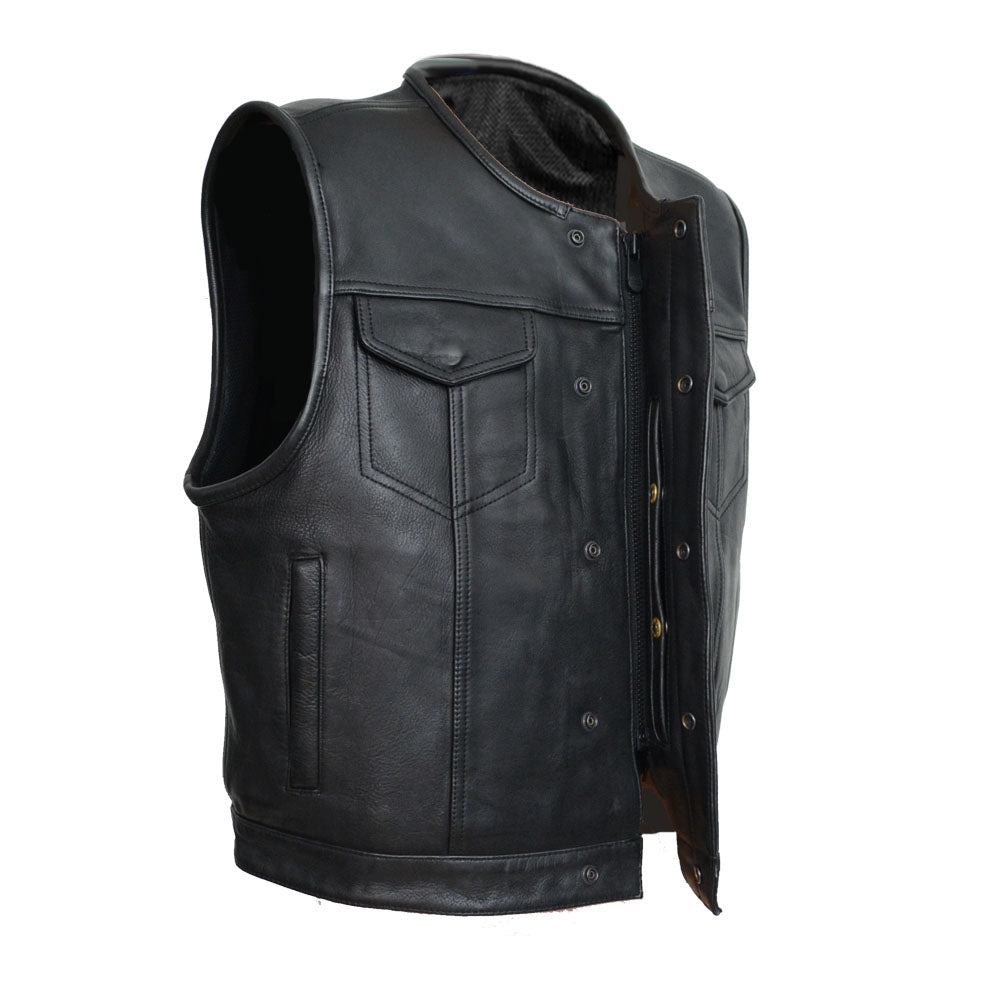 Leather Universe 541 Low Cut Vest made in Plush Platinum Cowhide Leather