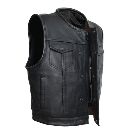 Leather Universe 541 Low Cut Vest made in Plush Platinum Cowhide Leather