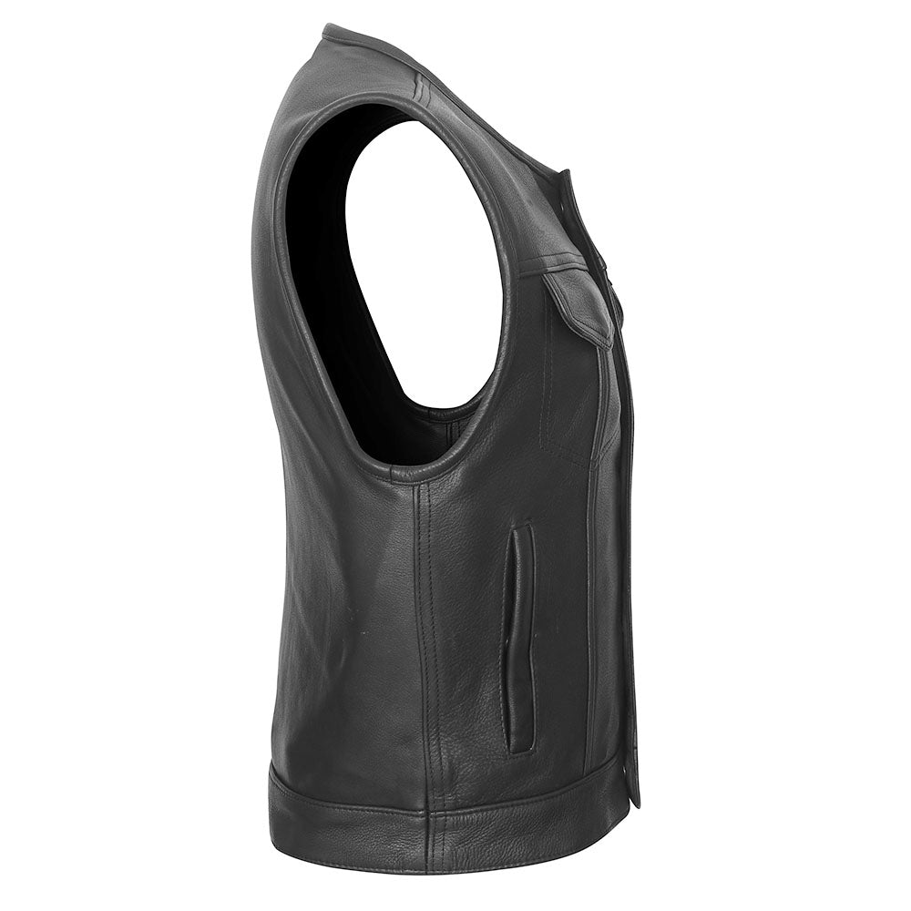 Leather Universe 541 Low Cut Vest made in Plush Platinum Cowhide Leather