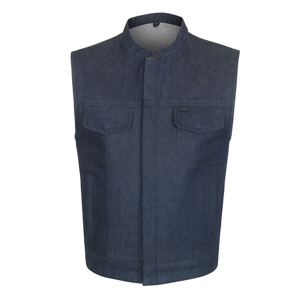 Leather Universe 308 Dark Blue Raw Denim Vest with No Liner