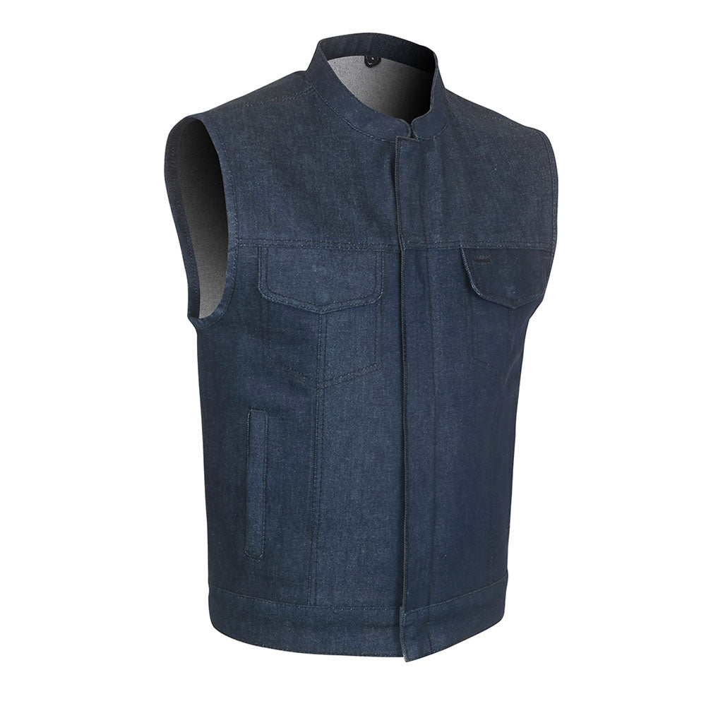 Leather Universe 308 Dark Blue Raw Denim Vest with No Liner