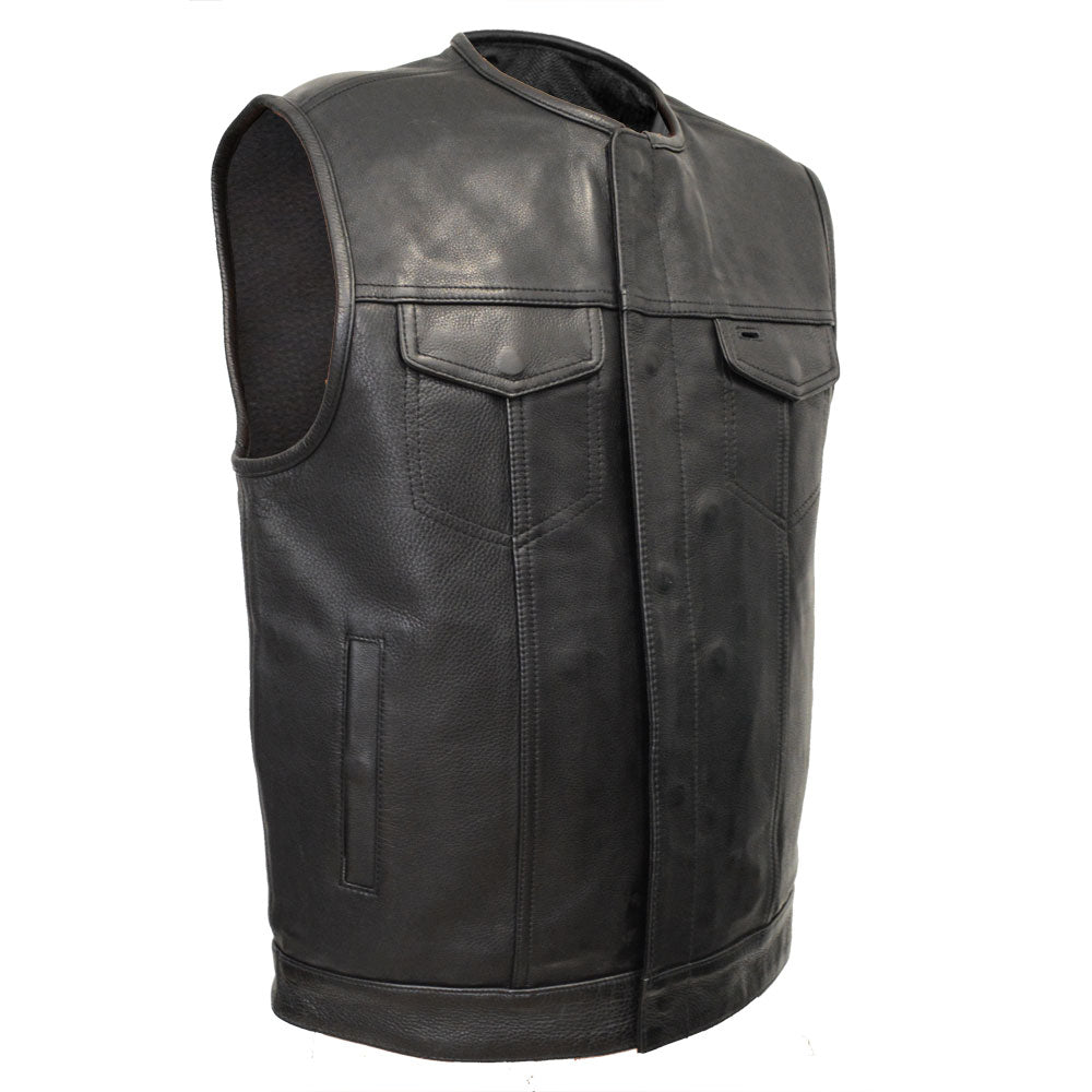 Leather Universe 501 Premium Naked Cowhide Leather Motorcycle Club Vest