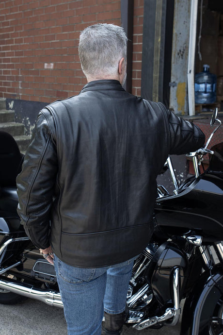Made in the USA - Hot Leathers JKM5006 Men's Black Leather Motorcycle Biker Jacket
