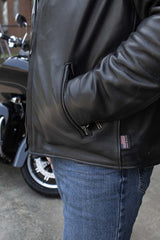 Made in the USA - Hot Leathers JKM5006 Men's Black Leather Motorcycle Biker Jacket
