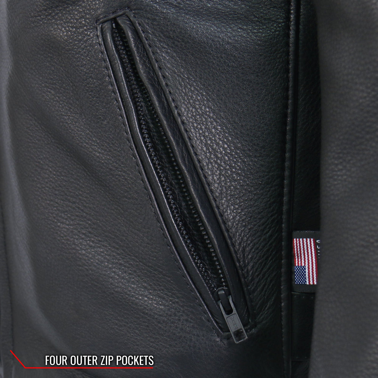 Made in the USA - Hot Leathers JKM5001 Men's Premium Leather Motorcycle Racer Jacket