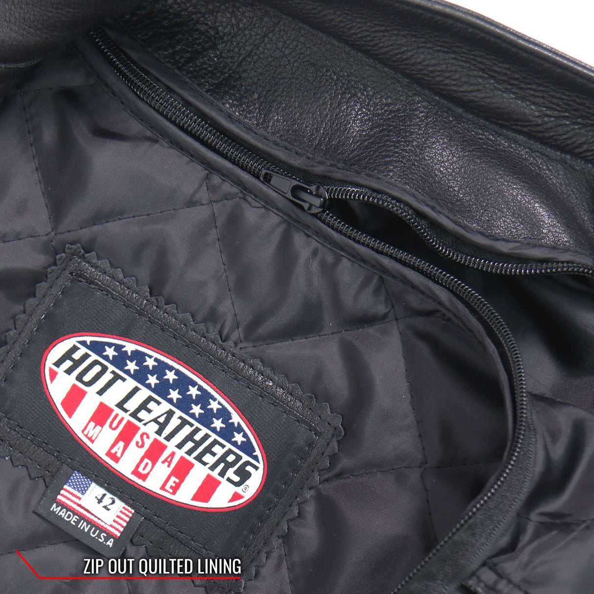 Made in the USA - Hot Leathers JKM5001 Men's Premium Leather Motorcycle Racer Jacket