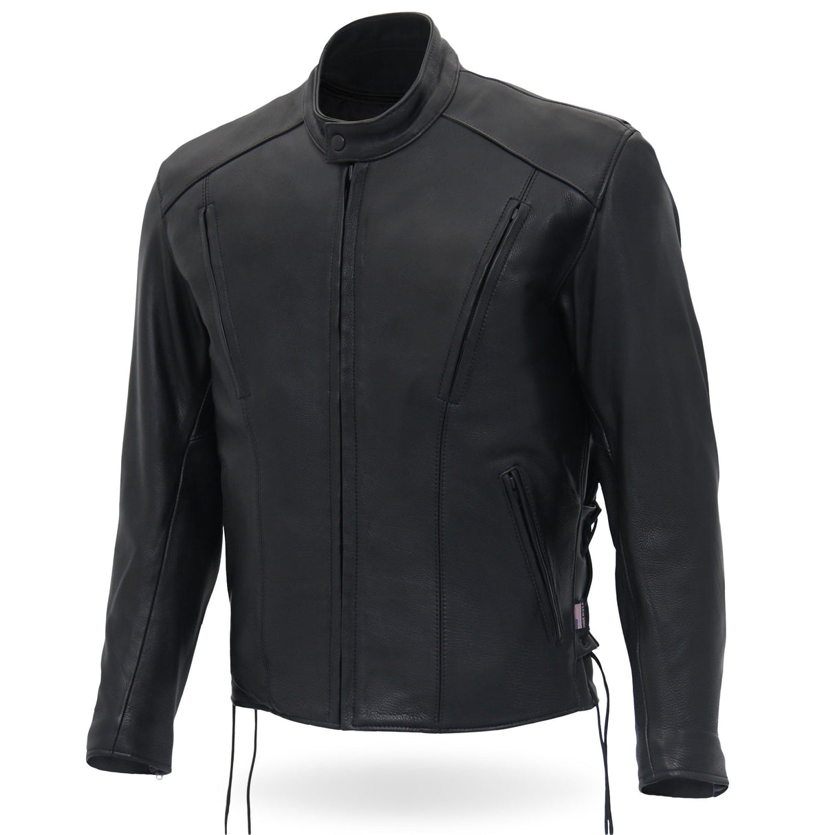 Made in the USA - Hot Leathers JKM5002 Men's Vented Premium Leather Biker Jacket with Side Lace