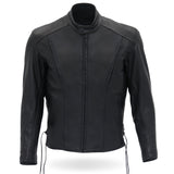Made in the USA - Hot Leathers JKM5002 Men's Vented Premium Leather Biker Jacket with Side Lace