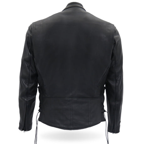 Made in the USA - Hot Leathers JKM5002 Men's Vented Premium Leather Biker Jacket with Side Lace
