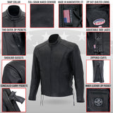 Made in the USA - Hot Leathers JKM5002 Men's Vented Premium Leather Biker Jacket with Side Lace