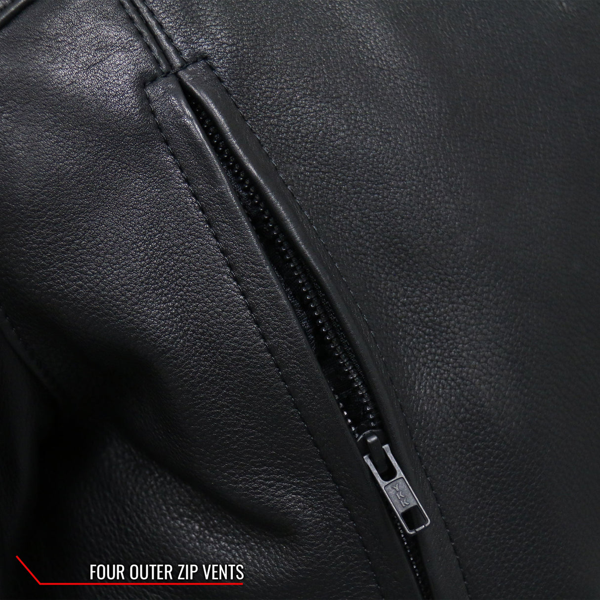Made in the USA - Hot Leathers JKM5002 Men's Vented Premium Leather Biker Jacket with Side Lace