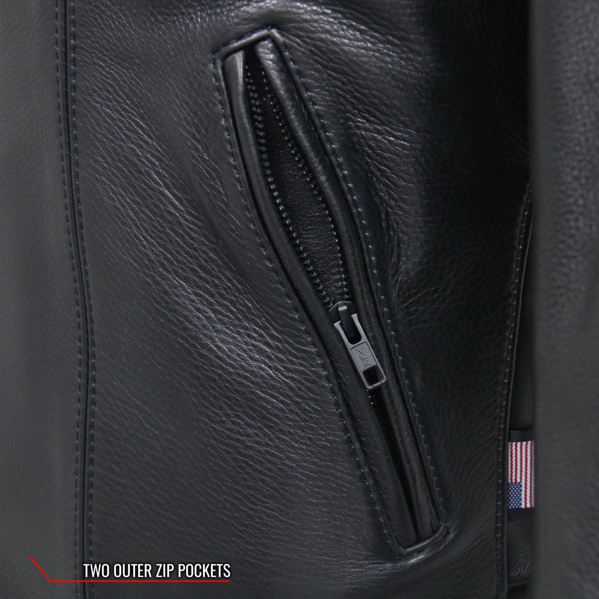 Made in the USA - Hot Leathers JKM5002 Men's Vented Premium Leather Biker Jacket with Side Lace
