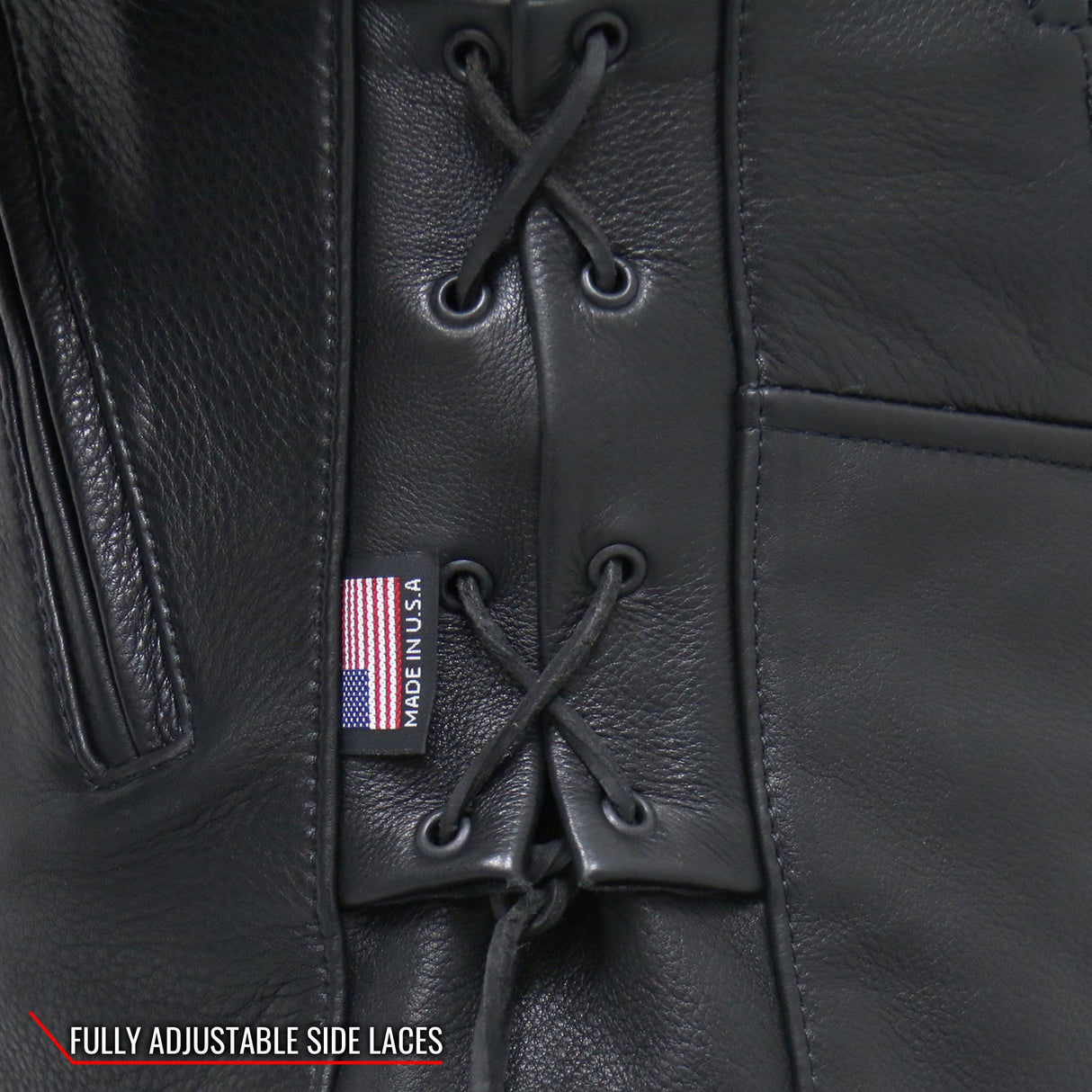 Made in the USA - Hot Leathers JKM5002 Men's Vented Premium Leather Biker Jacket with Side Lace