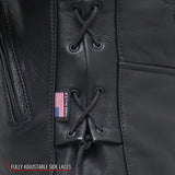 Made in the USA - Hot Leathers JKM5002 Men's Vented Premium Leather Biker Jacket with Side Lace