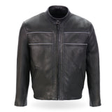 Made in the USA - Hot Leathers JKM5003 Men’s Premium Black Leather Motorcycle Jacket with Reflective Piping