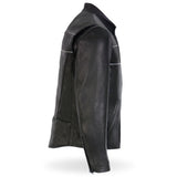 Made in the USA - Hot Leathers JKM5003 Men’s Premium Black Leather Motorcycle Jacket with Reflective Piping