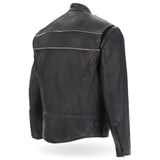 Made in the USA - Hot Leathers JKM5003 Men’s Premium Black Leather Motorcycle Jacket with Reflective Piping