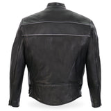 Made in the USA - Hot Leathers JKM5003 Men’s Premium Black Leather Motorcycle Jacket with Reflective Piping