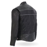Made in the USA - Hot Leathers JKM5003 Men’s Premium Black Leather Motorcycle Jacket with Reflective Piping