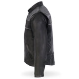 Made in the USA - Hot Leathers JKM5003 Men’s Premium Black Leather Motorcycle Jacket with Reflective Piping