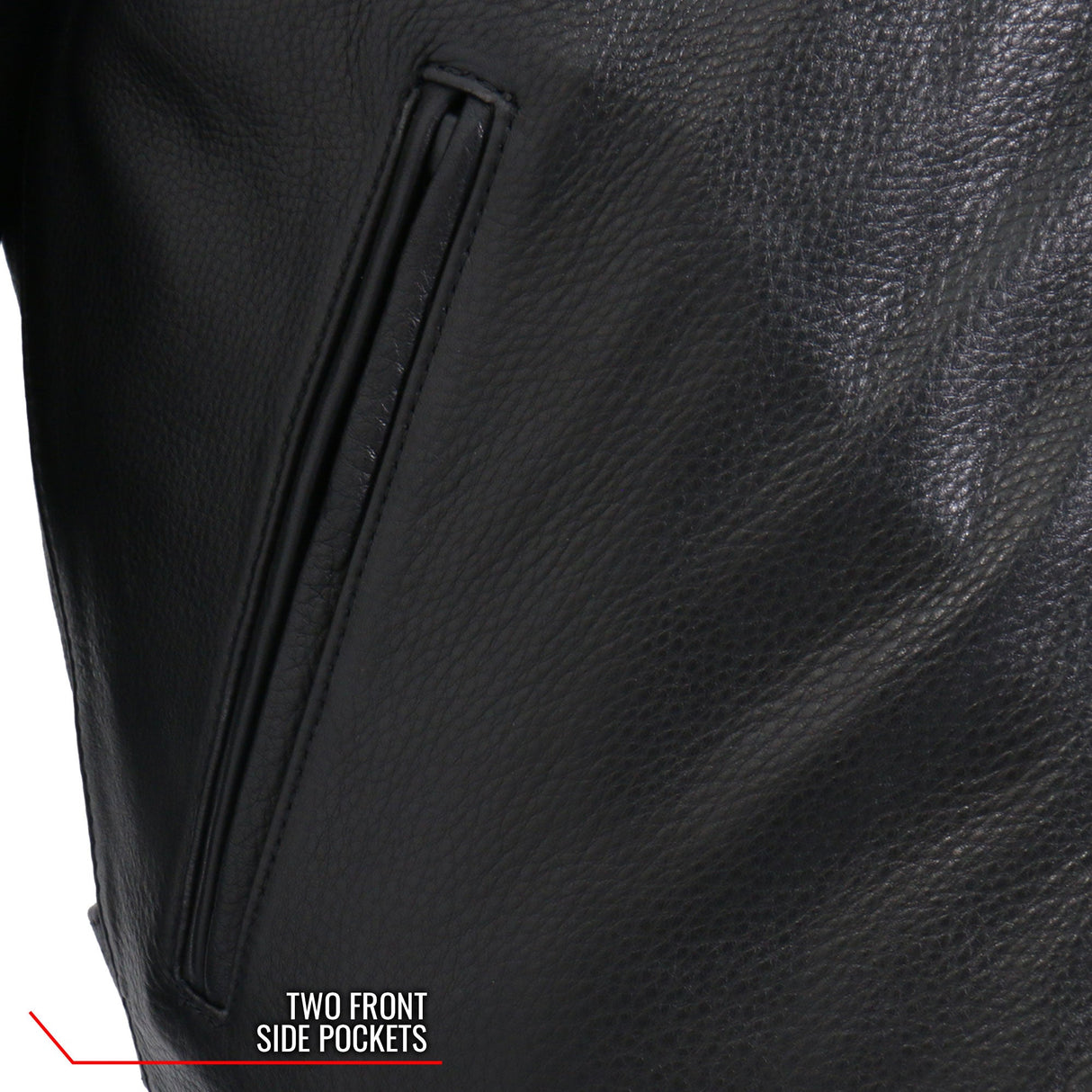 Made in the USA - Hot Leathers JKM5003 Men’s Premium Black Leather Motorcycle Jacket with Reflective Piping