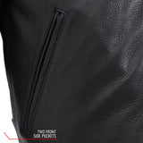 Made in the USA - Hot Leathers JKM5003 Men’s Premium Black Leather Motorcycle Jacket with Reflective Piping