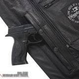 Made in the USA - Hot Leathers JKM5003 Men’s Premium Black Leather Motorcycle Jacket with Reflective Piping
