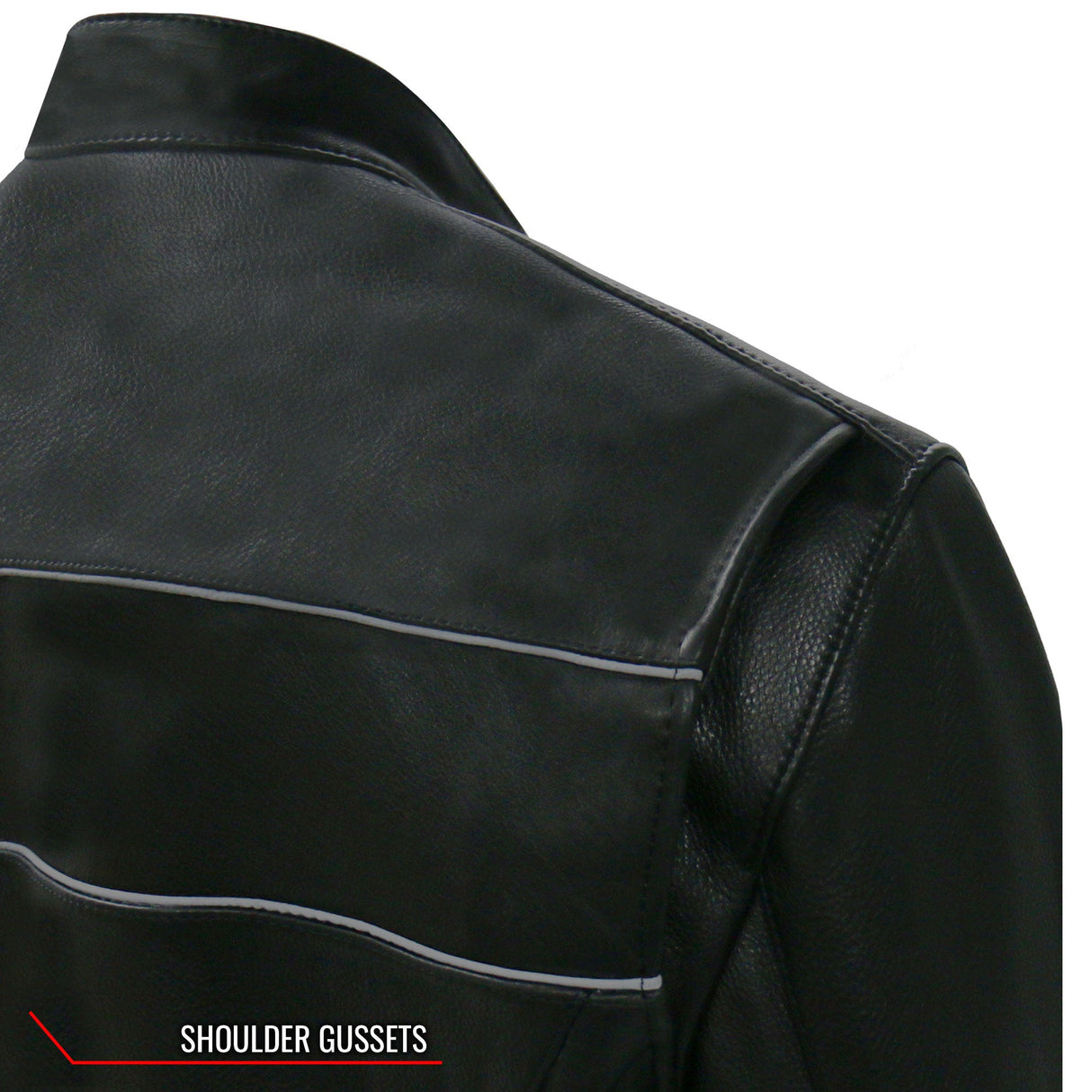 Made in the USA - Hot Leathers JKM5003 Men’s Premium Black Leather Motorcycle Jacket with Reflective Piping