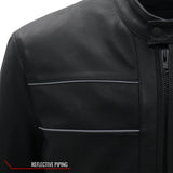 Made in the USA - Hot Leathers JKM5003 Men’s Premium Black Leather Motorcycle Jacket with Reflective Piping