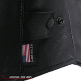 Made in the USA - Hot Leathers JKM5003 Men’s Premium Black Leather Motorcycle Jacket with Reflective Piping