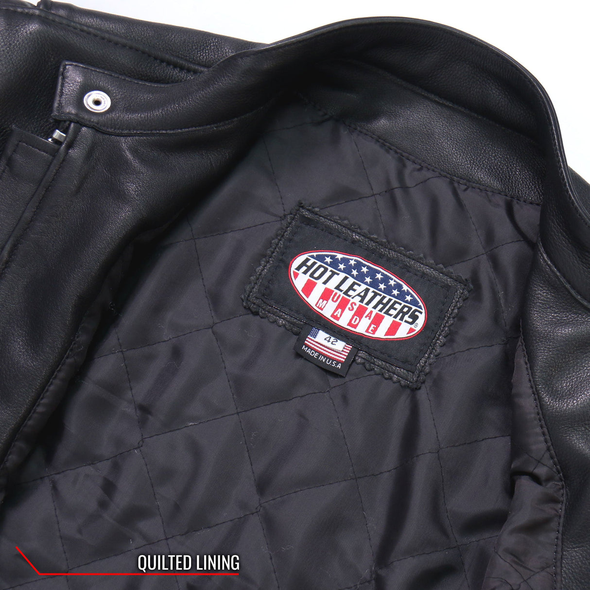 Made in the USA - Hot Leathers JKM5006 Men's Black Leather Motorcycle Biker Jacket